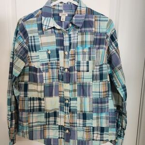Women's L.L. Bean Madras plaid button down shirt. XS